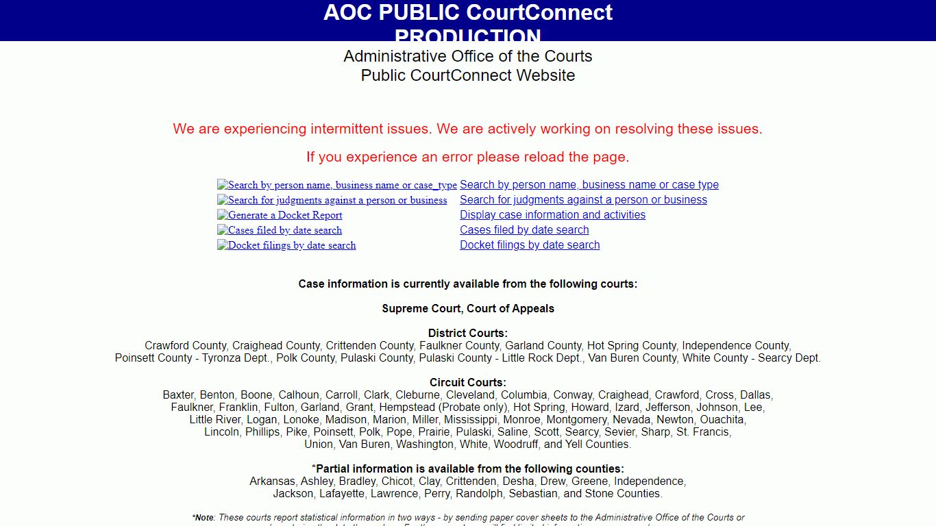 AOC CourtConnect - arcourts.gov